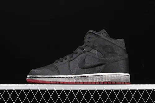 All categories Air Jordan Jordan series basketball shoes Air Jordan 1 Mid CLOT x Air Jordan 1 Mid "Fearless" AJ1 Joe 1 mid-top distressed black silk CU2804-002